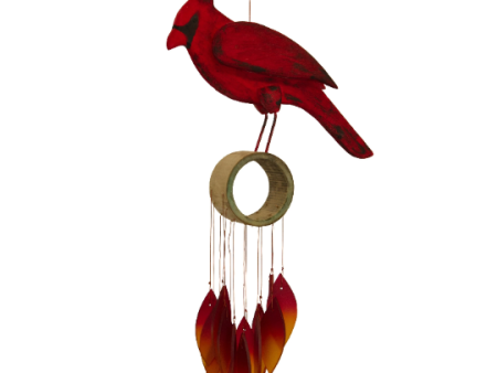 Wooden Cardinal Tumbled Glass Wind Chime Online Hot Sale