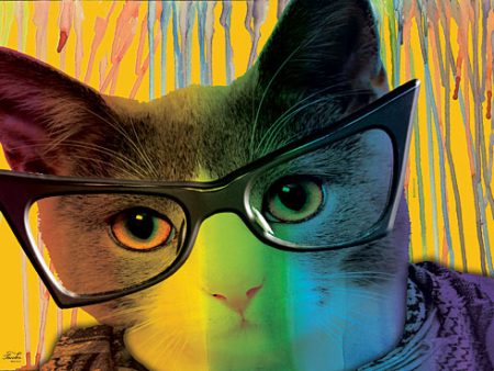 CIN1445 - Cat in Glasses - 18x12 Hot on Sale